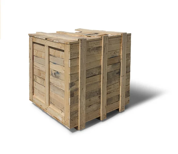 Wooden Crate Isolated White Stock Image