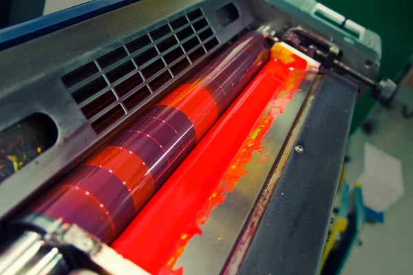 Tinta Vermelha Impressão Offset — Fotografia de Stock