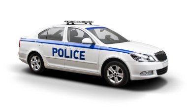 Polis arabası beyaz arka planda izole edildi