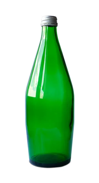Botella Vidrio Verde Claro Aislada Sobre Fondo Blanco — Foto de Stock