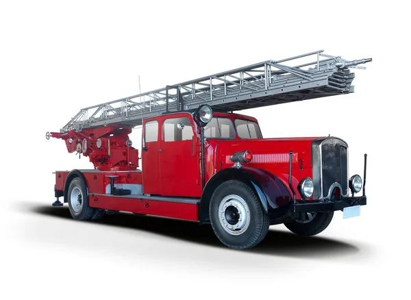 Classic Fire Truck Ladder Isolated White Background — Stock Photo, Image