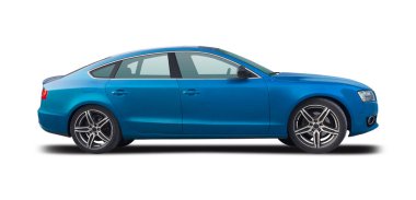 Audi S5, küçük yönetici araç yan görünümü beyaz arkaplanda izole edildi