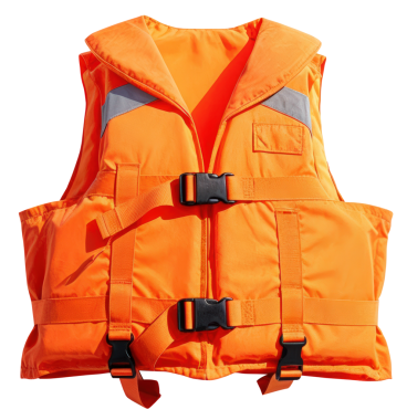 Siyah Arkaplanda Yansıtıcı Çizgili Parlak Turuncu Hayat Ceketi ve Siyah Buckles İzole Edilmiş