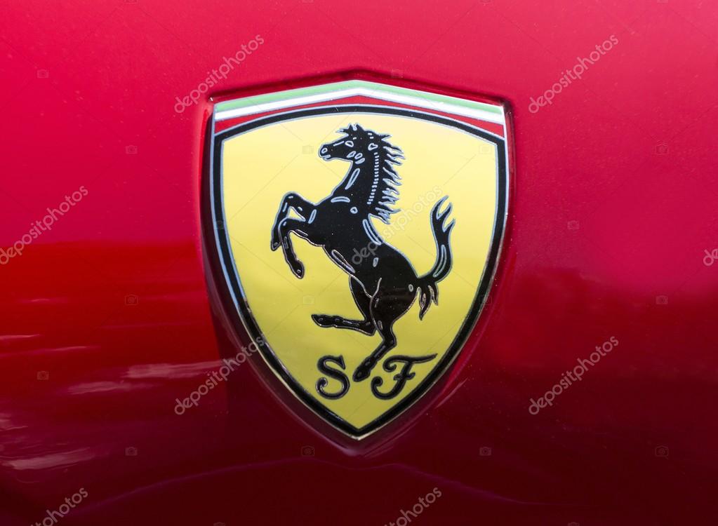 Ferrari logo car in red background