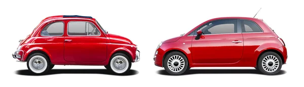 Eski ve yeni kırmızı Fiat 500
