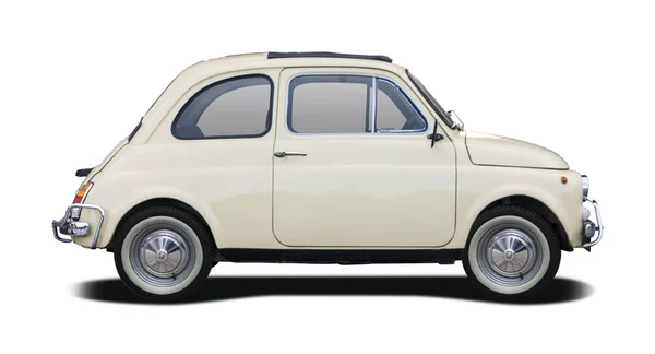 Voiture Classique Fiat 500 Vue Côté Isolée Sur Blanc Thessalonique — Photo