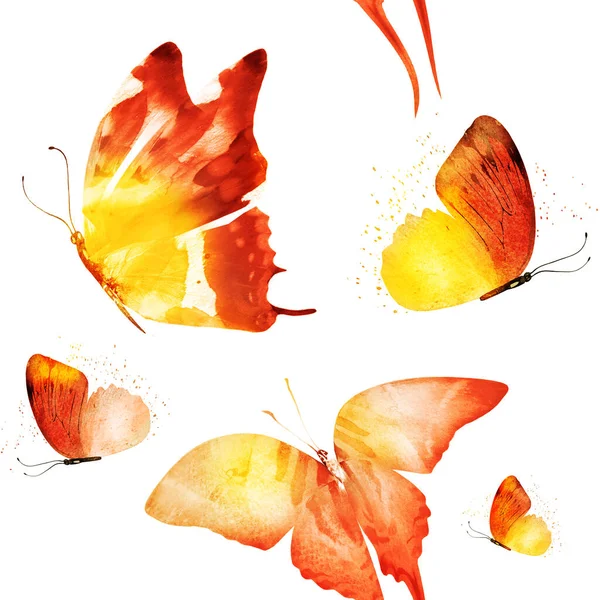 Aquarell Nahtloses Muster Mit Schmetterlingen — Stockfoto