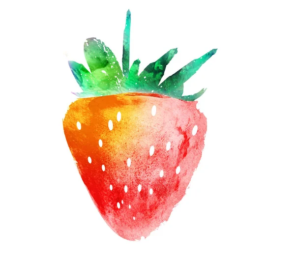 Watercolor Strawberry White Background — Stock Photo, Image