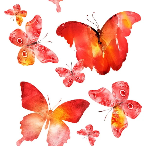 Акварельний Безшовний Візерунок Метеликами — стокове фото