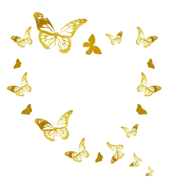 白い上にシルエット蝶の群れ — ストック写真