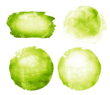 Arkaplan olarak beyaz üzerine dört suluboya şekil (kare, daire, dikdörtgen; üçgen)