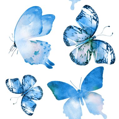 Kelebeklerle sulu boya deseni