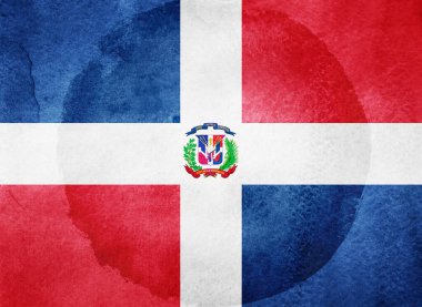 Arka planda suluboya bayrak. Dominik Cumhuriyeti