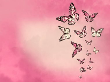 Arkaplan olarak bulutlar ve kelebekler ile gökyüzünü renklendir