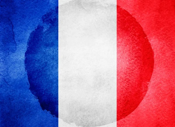 Bandera Acuarela Sobre Fondo Francia —  Fotos de Stock