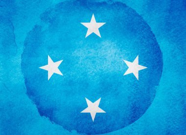 Arka planda suluboya bayrak. Mikronezya