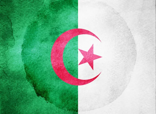 Akvarell Flagga Bakgrunden Algeriet — Stockfoto