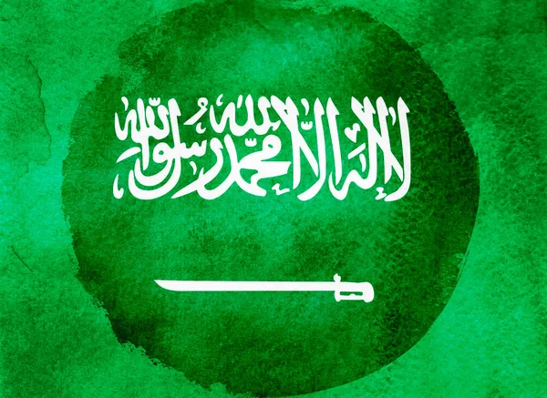 Watercolor Flag Background Saudi Arabia — Stockfoto