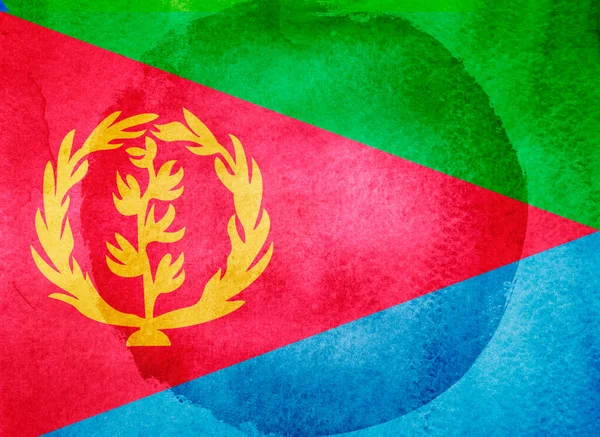 Akvarell Flagga Bakgrunden Eritrea — Stockfoto