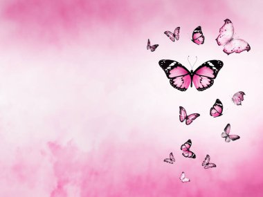 Arkaplan olarak bulutlar ve kelebekler ile gökyüzünü renklendir