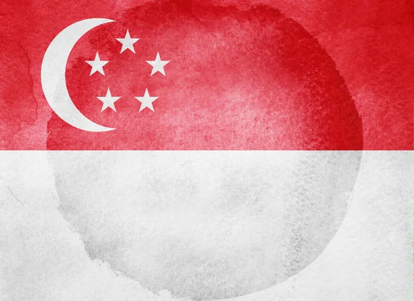 Акварельный Флаг Заднем Плане Сингапур — стоковое фото