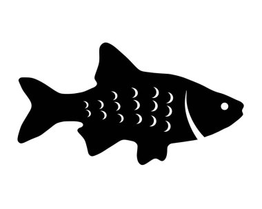 Beyaz arkaplanda siyah balık silueti