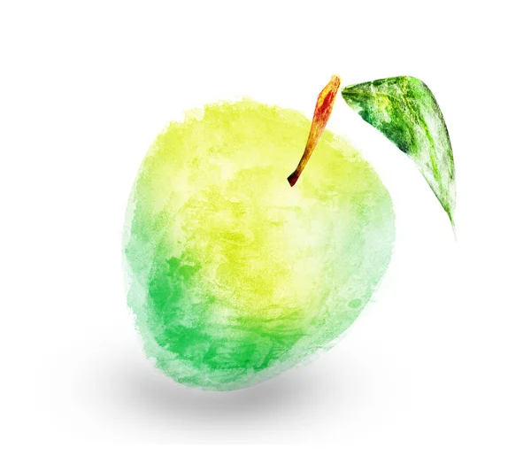 Aquarell Apfel Auf Weiß — Stockfoto