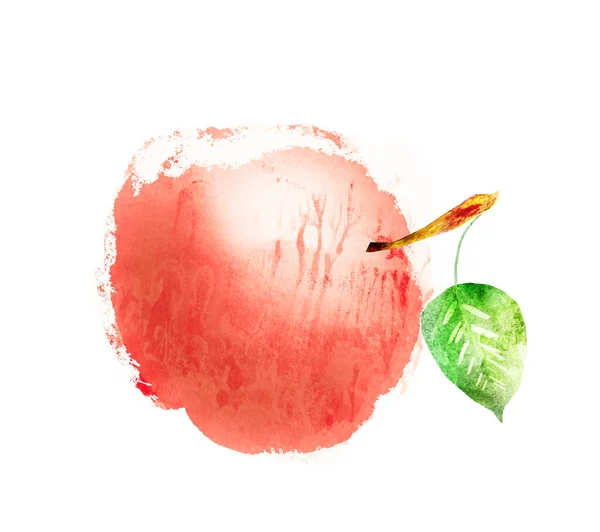 Akwarela Jabłko Białym — Zdjęcie stockowe