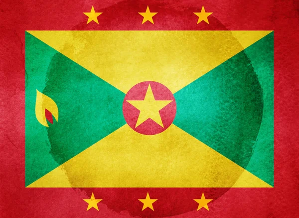 Aquarel Vlag Achtergrond Grenada — Stockfoto