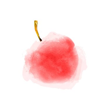 Beyaz üzerine suluboya elma