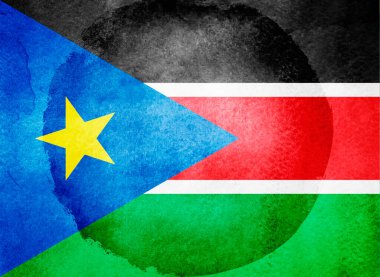 Arka planda suluboya bayrak. Güney Sudan