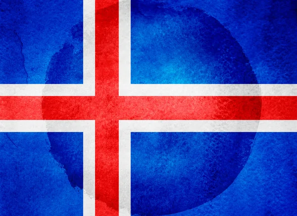 Bandera Acuarela Sobre Fondo Islandia —  Fotos de Stock