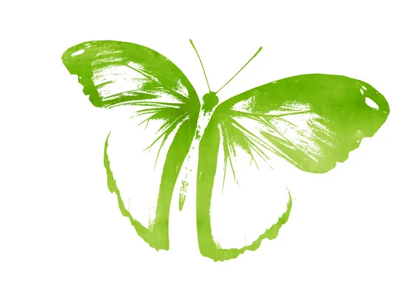 Colore Acquerello Farfalla Astratta Come Impronta Isolato Sfondo Bianco — Foto Stock