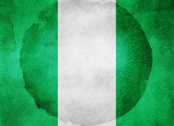 Акварельный Флаг Заднем Плане Нигерия — стоковое фото