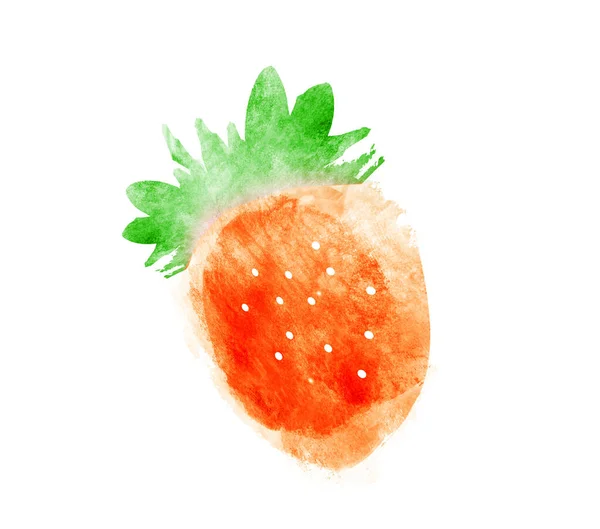 Aquarelle Fraise Sur Fond Blanc — Photo