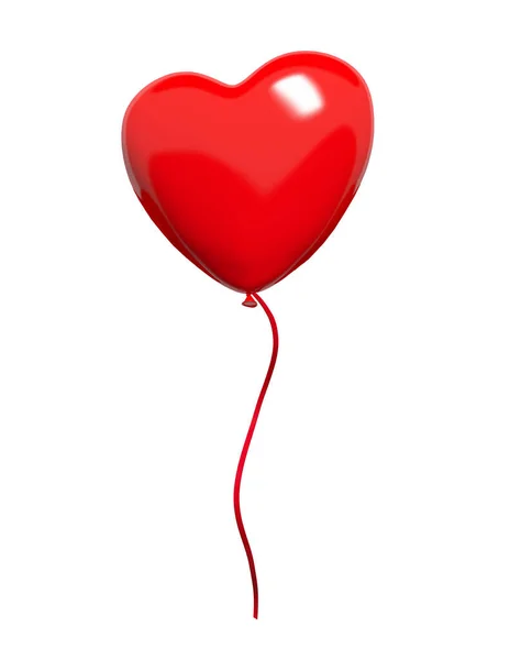 Красный Сердечный Шарик Красной Лентой Изолированный Белом Иллюстрация — стоковое фото