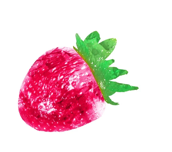 Watercolor Strawberry White Background — Stock Photo, Image