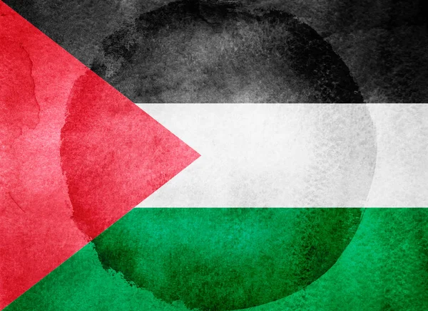 Bandera Acuarela Sobre Fondo Palestina —  Fotos de Stock