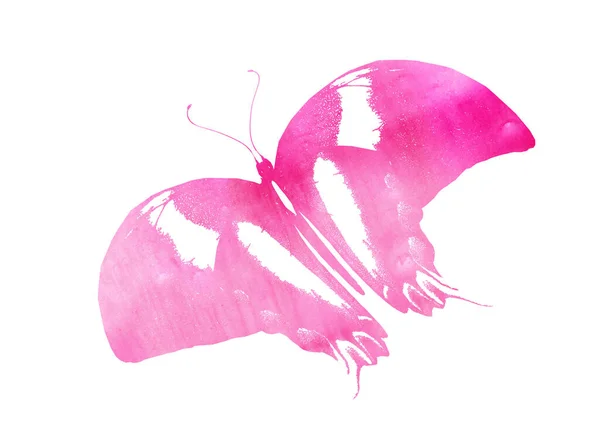 Barva Akvarel Abstraktní Motýl Jako Otisk Izolované Bílém Pozadí — Stock fotografie