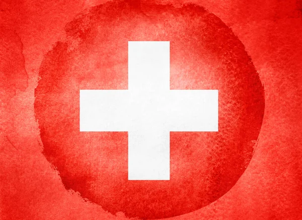 Příznak Akvarelu Pozadí Švýcarsko — Stock fotografie