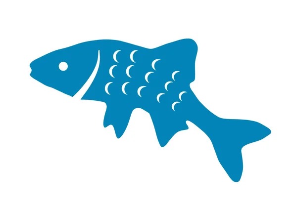 Silhueta Azul Peixe Sobre Fundo Branco —  Vetores de Stock