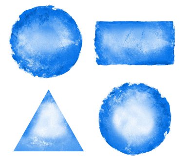 Arkaplan olarak beyaz üzerine dört suluboya şekil (kare, daire, dikdörtgen; üçgen)