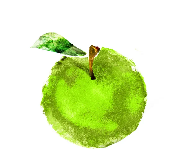 Aquarelle Pomme Sur Blanc — Photo