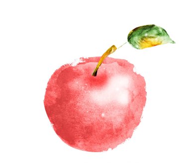 Beyaz üzerine suluboya elma
