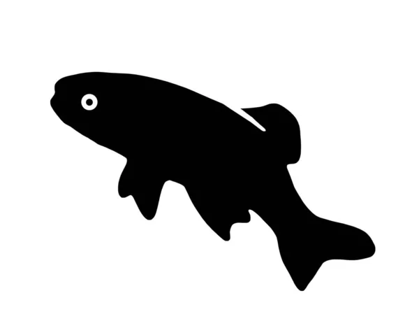 Black Silhouette Fish White Background — Stock Photo, Image