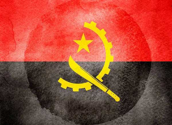 Bandeira Aquarela Fundo Angola — Fotografia de Stock