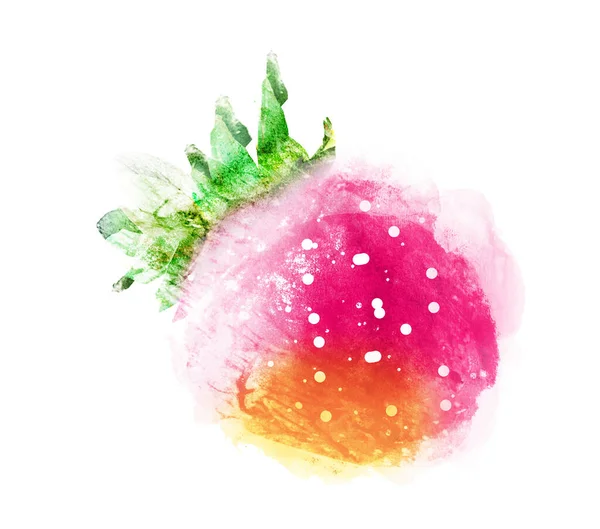 Aquarelle Fraise Sur Fond Blanc — Photo