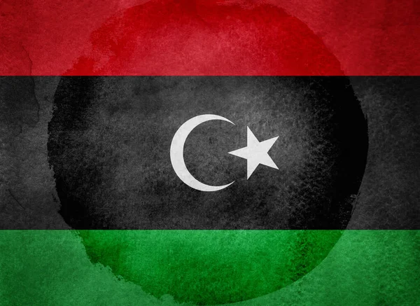 Aquarel Vlag Achtergrond Libië — Stockfoto