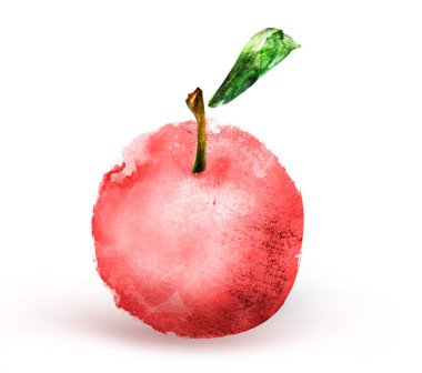 Beyaz üzerine suluboya elma