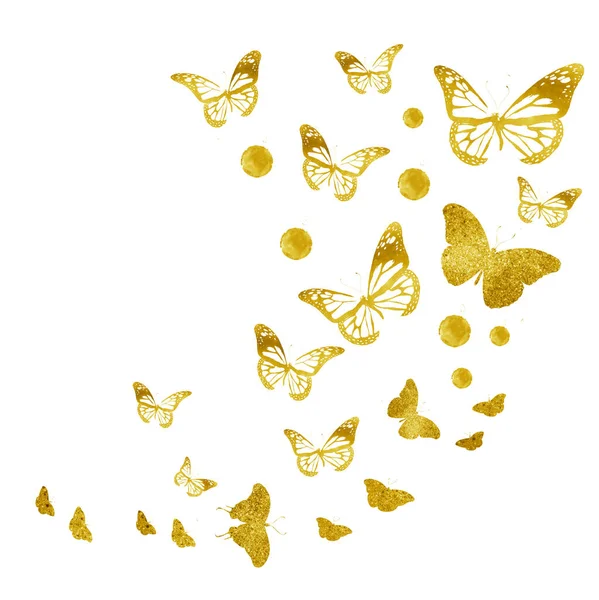 白い上にシルエット蝶の群れ — ストック写真